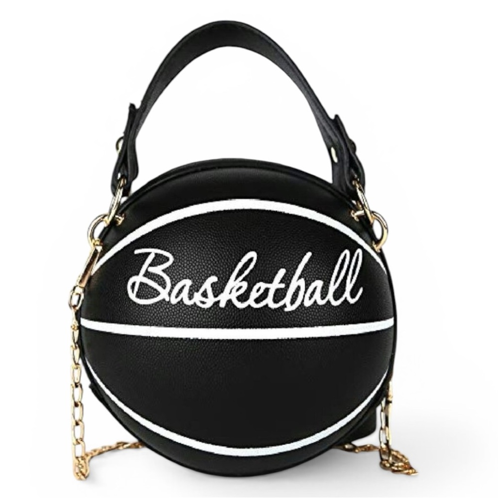 Basketball Shaped New PU Crossbody Bag - Black